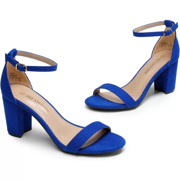 imageDREAM PAIRS Womens Chunk Low Heel Pump SandalsRoyal Blue