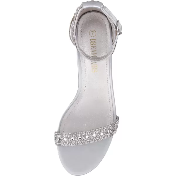 imageDREAM PAIRS Womens Chunk Low Heel Pump SandalsSilverRhinestone