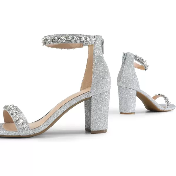 imageDREAM PAIRS Womens Chunk Low Heel Pump SandalsSilverglitter