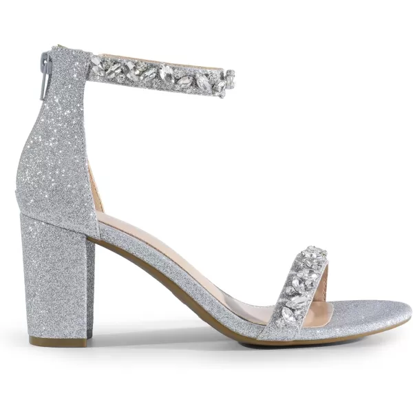 imageDREAM PAIRS Womens Chunk Low Heel Pump SandalsSilverglitter