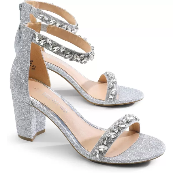 imageDREAM PAIRS Womens Chunk Low Heel Pump SandalsSilverglitter