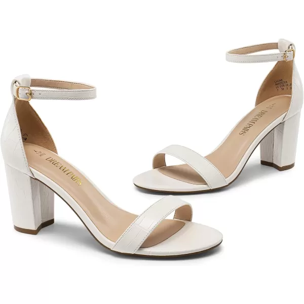 imageDREAM PAIRS Womens Chunk Low Heel Pump SandalsWhitestone