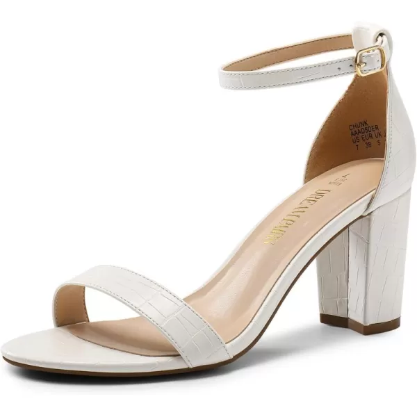 imageDREAM PAIRS Womens Chunk Low Heel Pump SandalsWhitestone