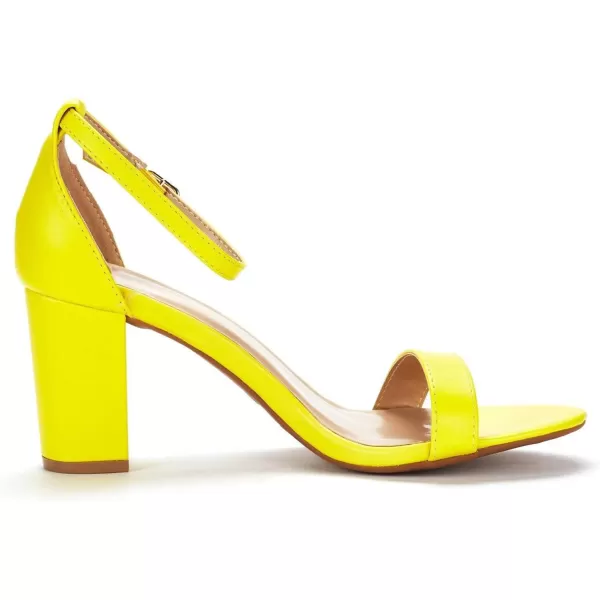imageDREAM PAIRS Womens Chunk Low Heel Pump SandalsYellowpu