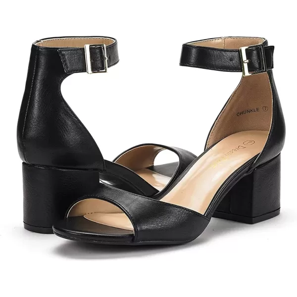 imageDREAM PAIRS Womens Chunkle Low Heel Pump SandalsBlack Pu
