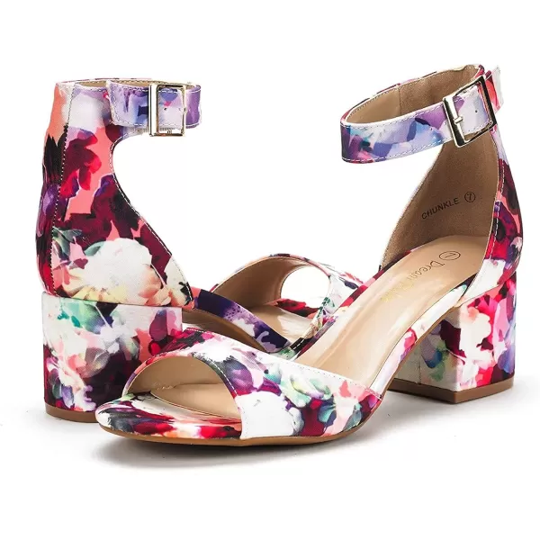 imageDREAM PAIRS Womens Chunkle Low Heel Pump SandalsFloral