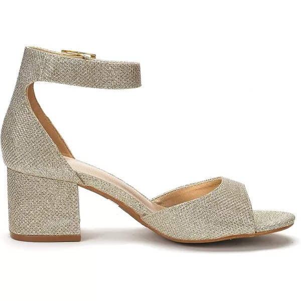 imageDREAM PAIRS Womens Chunkle Low Heel Pump SandalsGold Glitter