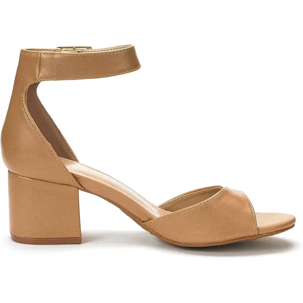 imageDREAM PAIRS Womens Chunkle Low Heel Pump SandalsNude Pu