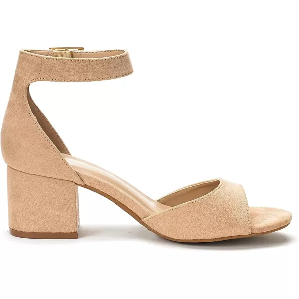 imageDREAM PAIRS Womens Chunkle Low Heel Pump SandalsNude Suede