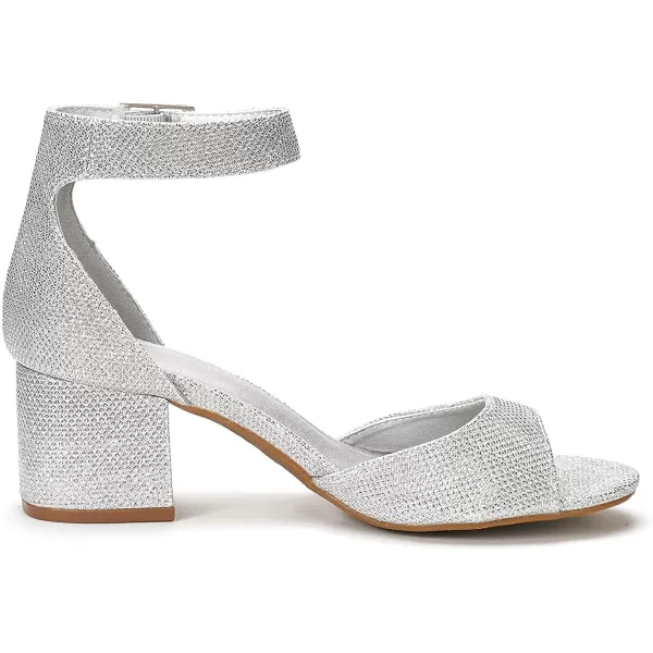 imageDREAM PAIRS Womens Chunkle Low Heel Pump SandalsSilver Glitter