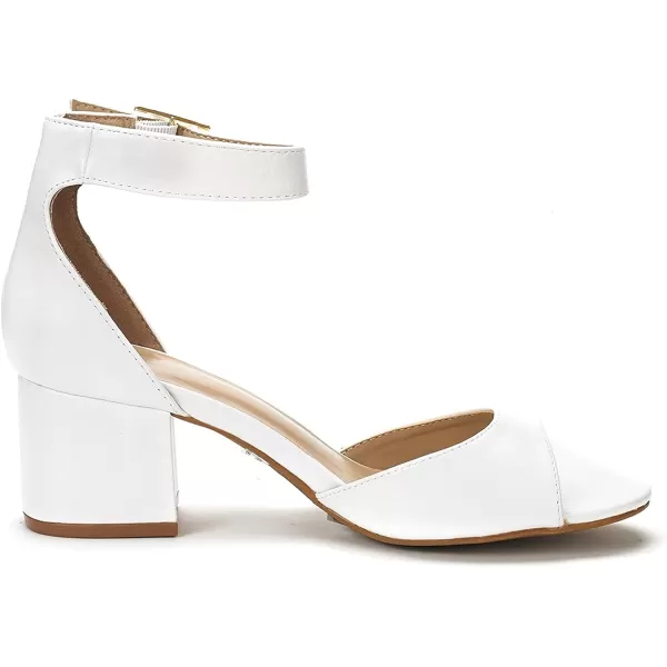 imageDREAM PAIRS Womens Chunkle Low Heel Pump SandalsWhite Pu