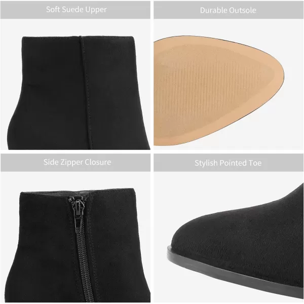 imageDREAM PAIRS Womens Chunky Block Heel Ankle BootiesBlackSuede