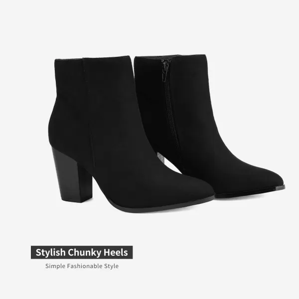 imageDREAM PAIRS Womens Chunky Block Heel Ankle BootiesBlackSuede