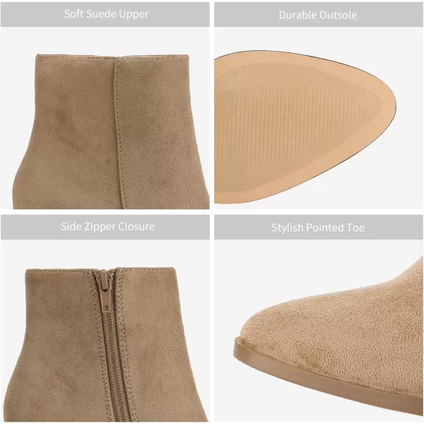 imageDREAM PAIRS Womens Chunky Block Heel Ankle BootiesSandSuede