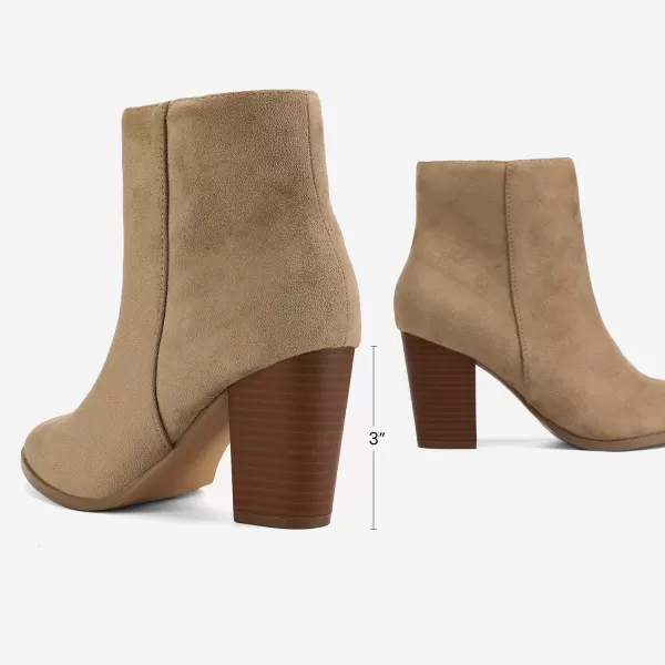 imageDREAM PAIRS Womens Chunky Block Heel Ankle BootiesSandSuede