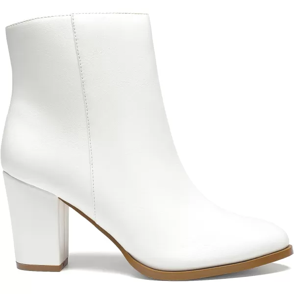 imageDREAM PAIRS Womens Chunky Block Heel Ankle BootiesWhitepu