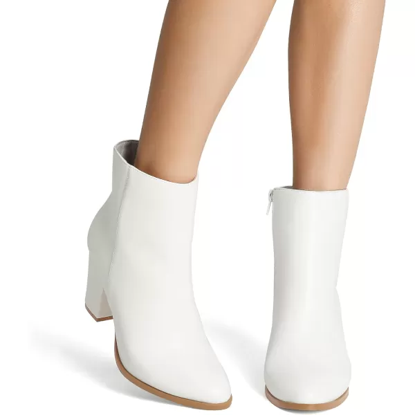 imageDREAM PAIRS Womens Chunky Block Heel Ankle BootiesWhitepu