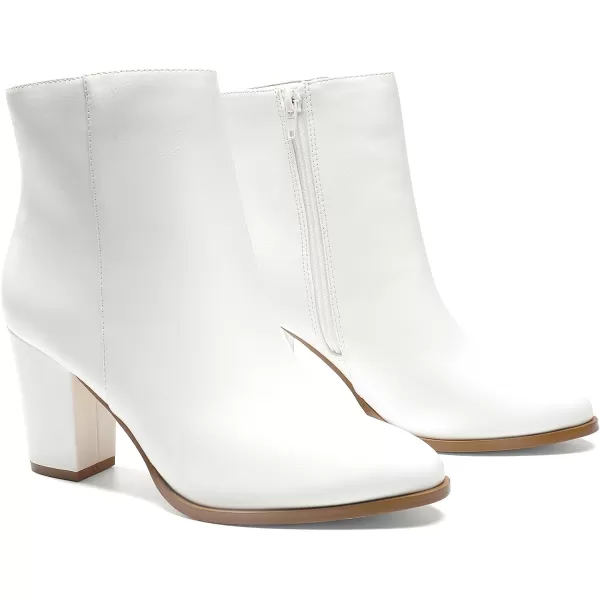 imageDREAM PAIRS Womens Chunky Block Heel Ankle BootiesWhitepu