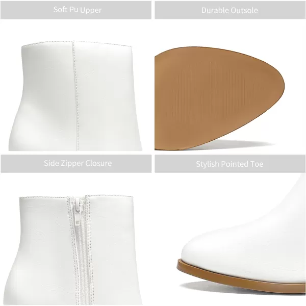 imageDREAM PAIRS Womens Chunky Block Heel Ankle BootiesWhitepu