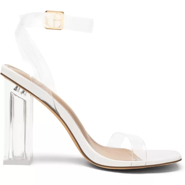 imageDREAM PAIRS Womens Chunky Clear High Heels Sandals Rhinestone Ankle Strap Open Square Toe Block Heels Cute Sparkly Heels for Wedding PartyWhiteClear