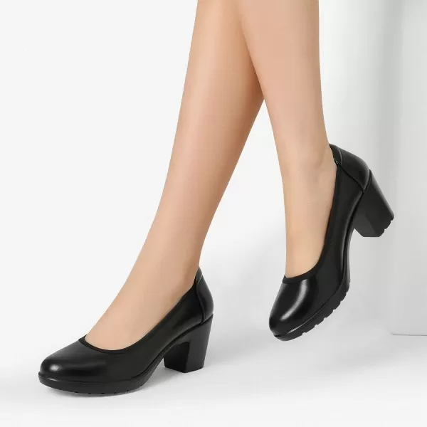 imageDREAM PAIRS Womens Chunky Closed Toe Low Block Heels Work Pumps Comfortable Round Toe Dress Wedding ShoesBlack