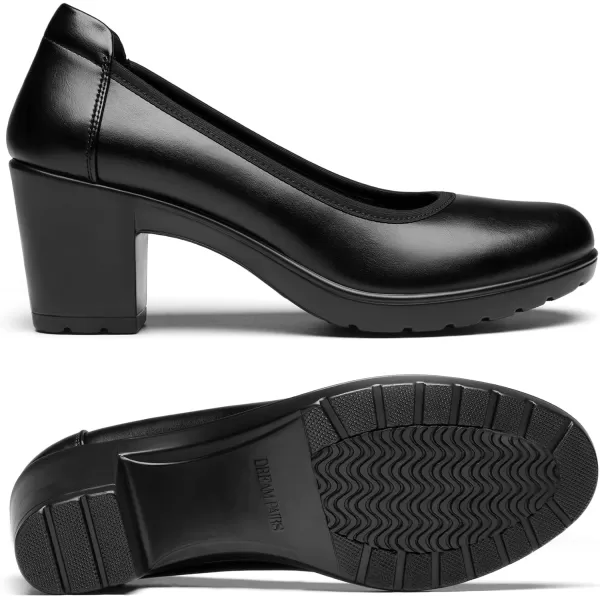 imageDREAM PAIRS Womens Chunky Closed Toe Low Block Heels Work Pumps Comfortable Round Toe Dress Wedding ShoesBlack