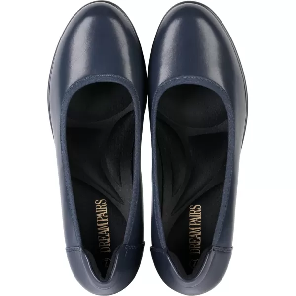 imageDREAM PAIRS Womens Chunky Closed Toe Low Block Heels Work Pumps Comfortable Round Toe Dress Wedding ShoesNavy Blue