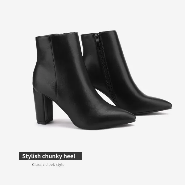 imageDREAM PAIRS Womens Chunky High Heel Ankle BootiesBlackPu