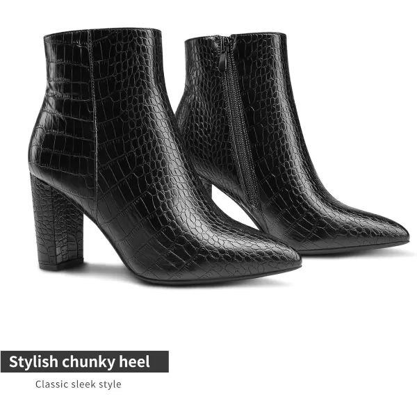 imageDREAM PAIRS Womens Chunky High Heel Ankle BootiesBlackStonePu