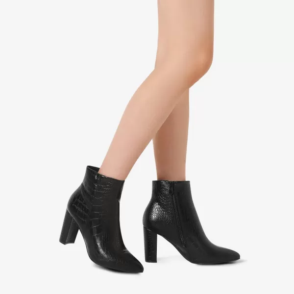 imageDREAM PAIRS Womens Chunky High Heel Ankle BootiesBlackStonePu