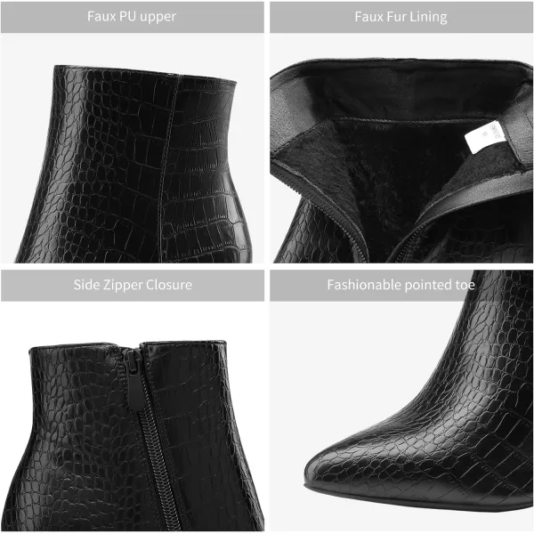 imageDREAM PAIRS Womens Chunky High Heel Ankle BootiesBlackStonePu