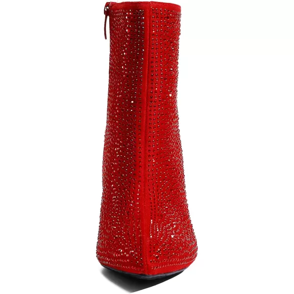 imageDREAM PAIRS Womens Chunky High Heel Ankle BootiesRed Rhinestone
