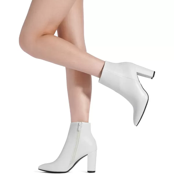 imageDREAM PAIRS Womens Chunky High Heel Ankle BootiesWhitePu