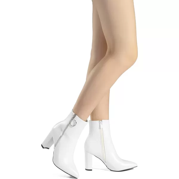 imageDREAM PAIRS Womens Chunky High Heel Ankle BootiesWhitePu3