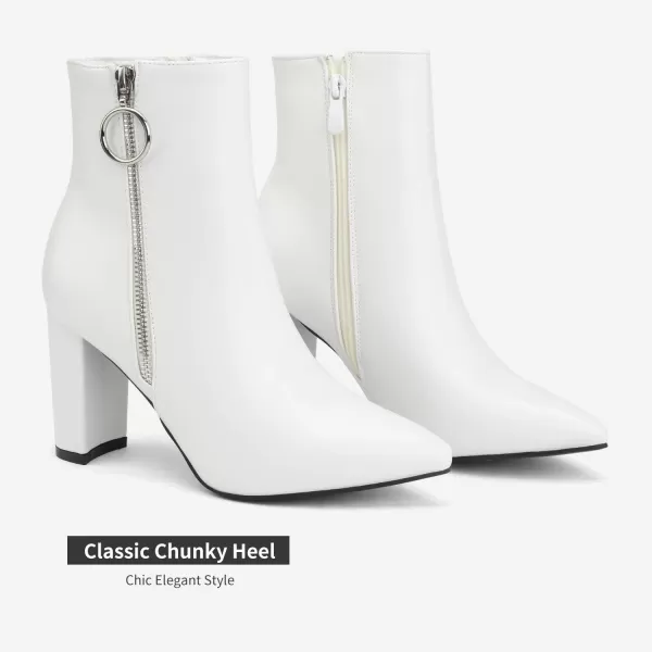 imageDREAM PAIRS Womens Chunky High Heel Ankle BootiesWhitePu3