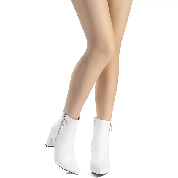 imageDREAM PAIRS Womens Chunky High Heel Ankle BootiesWhitePu3