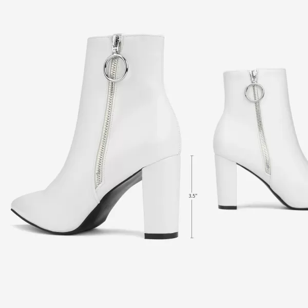 imageDREAM PAIRS Womens Chunky High Heel Ankle BootiesWhitePu3