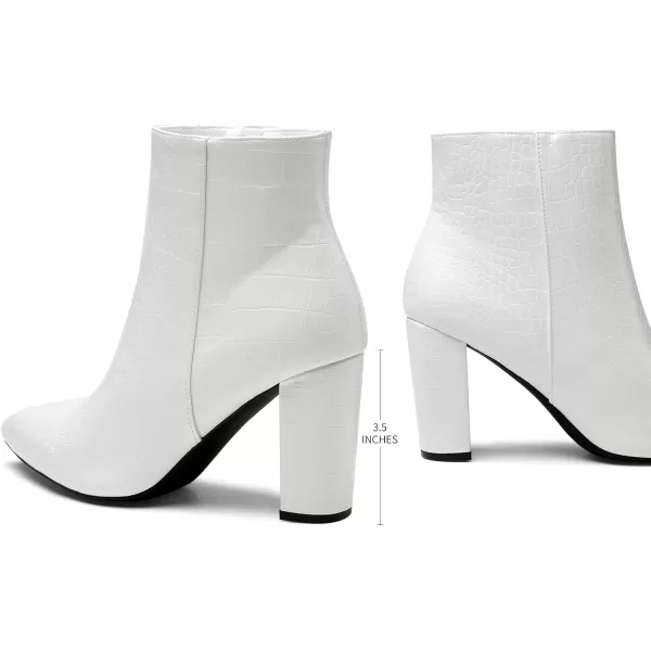 imageDREAM PAIRS Womens Chunky High Heel Ankle BootiesWhiteStonePu