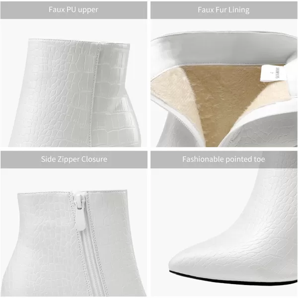 imageDREAM PAIRS Womens Chunky High Heel Ankle BootiesWhiteStonePu