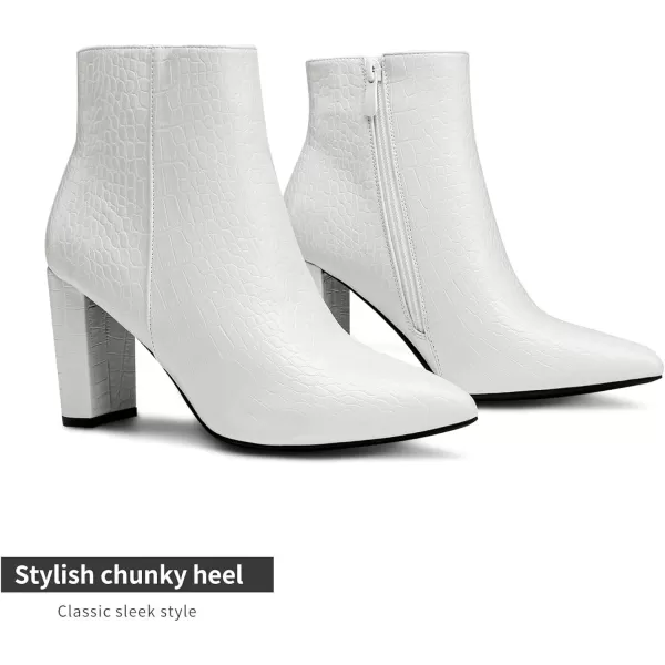 imageDREAM PAIRS Womens Chunky High Heel Ankle BootiesWhiteStonePu