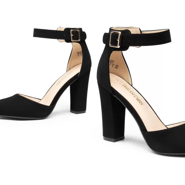 imageDREAM PAIRS Womens Chunky High Heels Dress Pumps Closed Pointed Toe Block Ankle Strap Shoes for Wedding PartyBlacknubuck