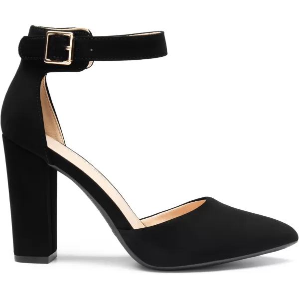 imageDREAM PAIRS Womens Chunky High Heels Dress Pumps Closed Pointed Toe Block Ankle Strap Shoes for Wedding PartyBlacknubuck