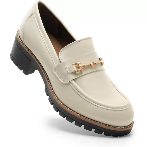 imageDREAM PAIRS Womens Chunky Loafers Platform Comfortable SlipOn Dressy Business Casual ShoesBeigepu