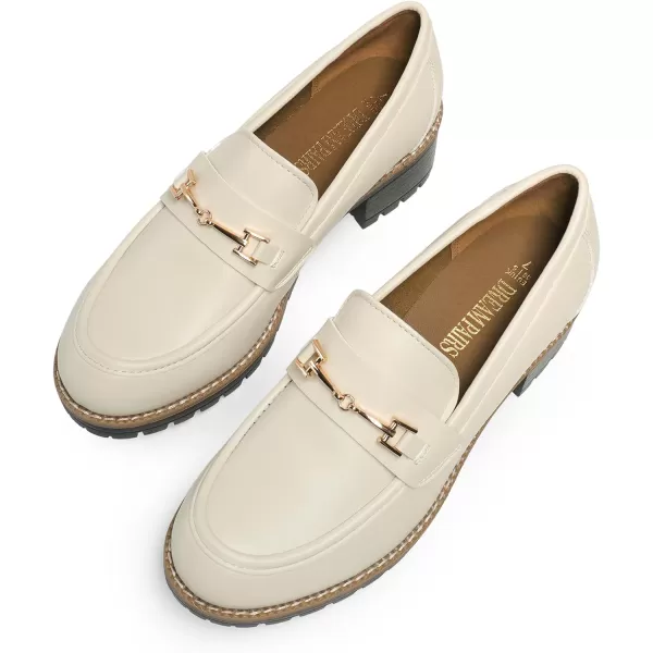 imageDREAM PAIRS Womens Chunky Loafers Platform Comfortable SlipOn Dressy Business Casual ShoesBeigepu