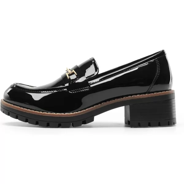 imageDREAM PAIRS Womens Chunky Loafers Platform Comfortable SlipOn Dressy Business Casual ShoesBlackpat