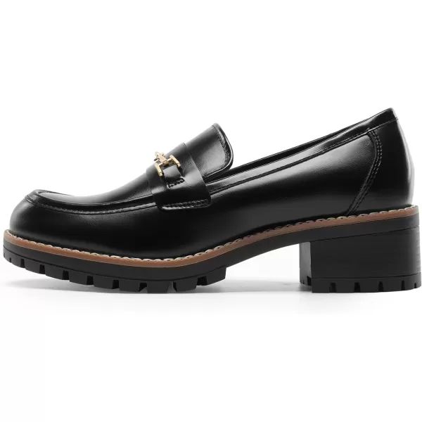 imageDREAM PAIRS Womens Chunky Loafers Platform Comfortable SlipOn Dressy Business Casual ShoesBlackpu