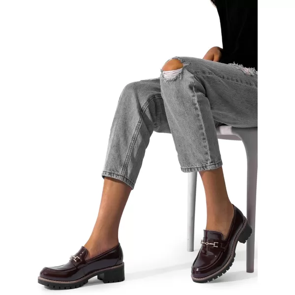 imageDREAM PAIRS Womens Chunky Loafers Platform Comfortable SlipOn Dressy Business Casual ShoesBurgundypat