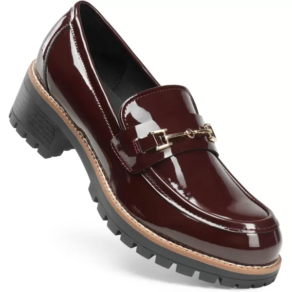 imageDREAM PAIRS Womens Chunky Loafers Platform Comfortable SlipOn Dressy Business Casual ShoesBurgundypat