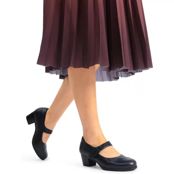 imageDREAM PAIRS Womens Chunky Low Block Closed Toe Heels Mary Janes Pumps Comfortable Round Toe Dress Work Wedding ShoesNavy