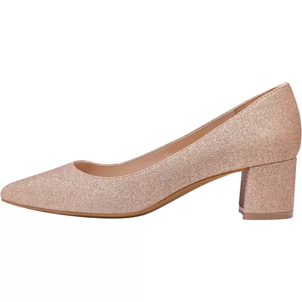imageDREAM PAIRS Womens Chunky Low Block Heels Closed Toe Dress Pumps ShoesGoldGlitterPu